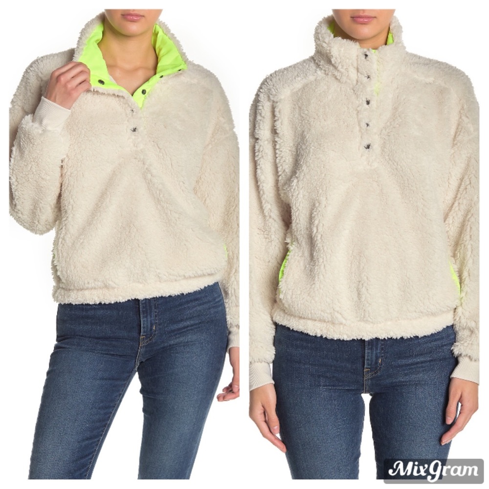 Abound Faux Shearling Fleece Ivory Pullover Sz XL